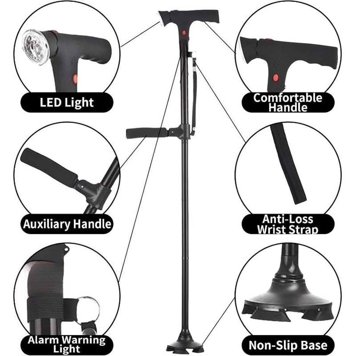 Foldable Smart Cane with LED Light