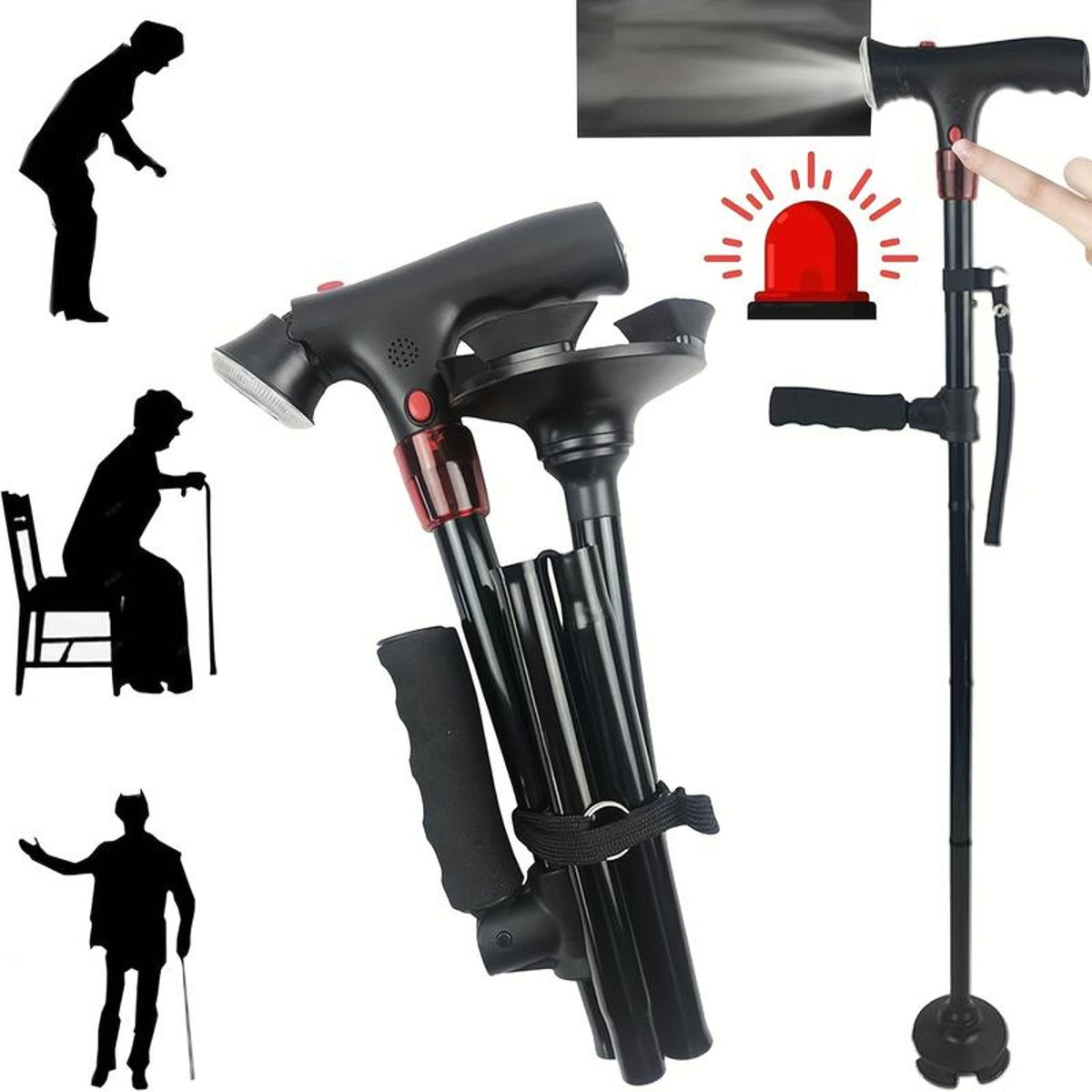 Foldable Smart Cane with LED Light